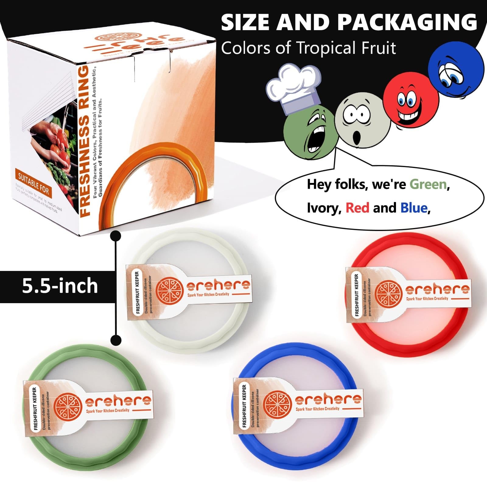 Silicone Food Storage Containers, 4Pcs Avocado Saver Produce Holder