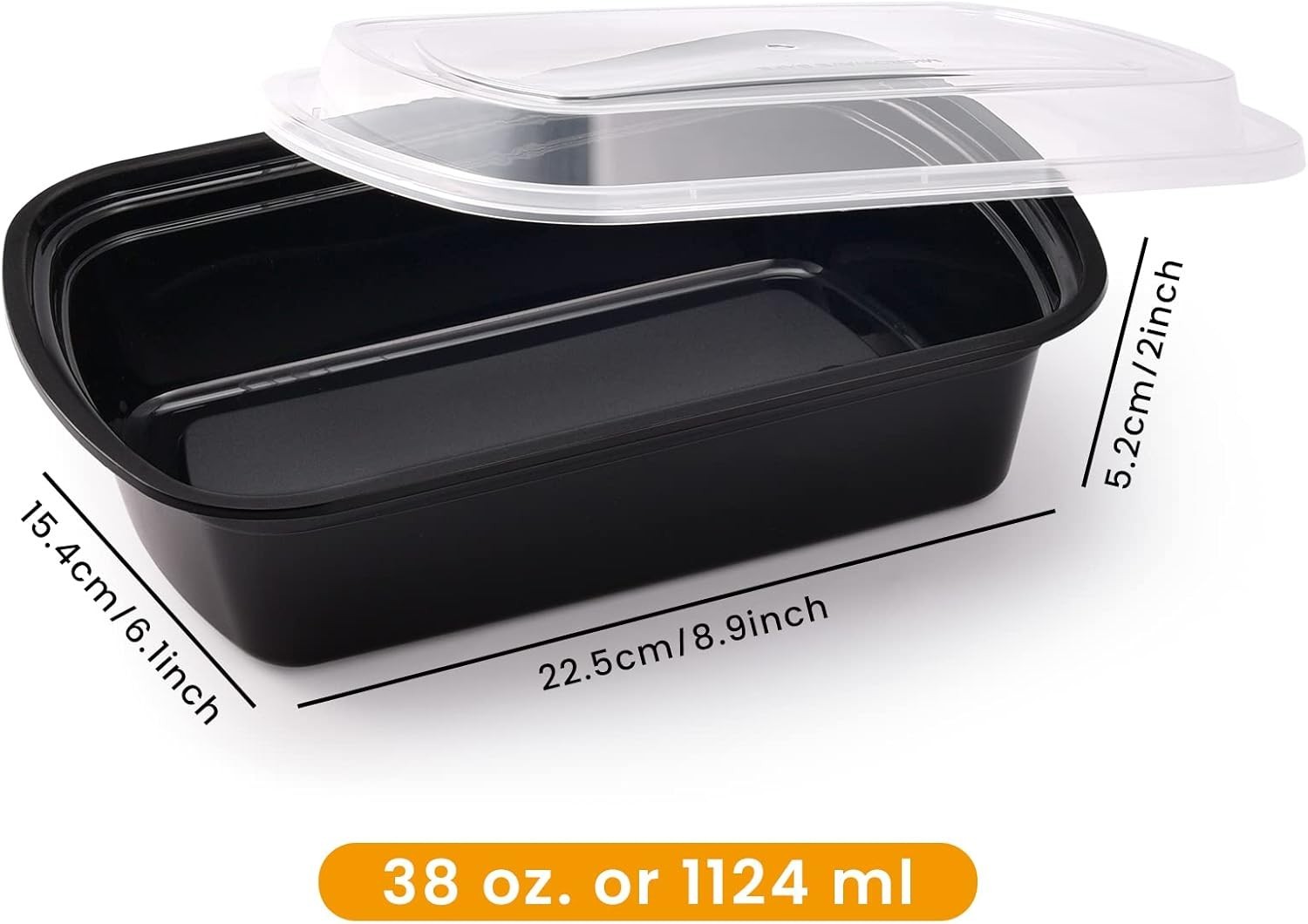 38oz Meal Prep Containers, Extra Large &Thick Food Storage Containers with Li…