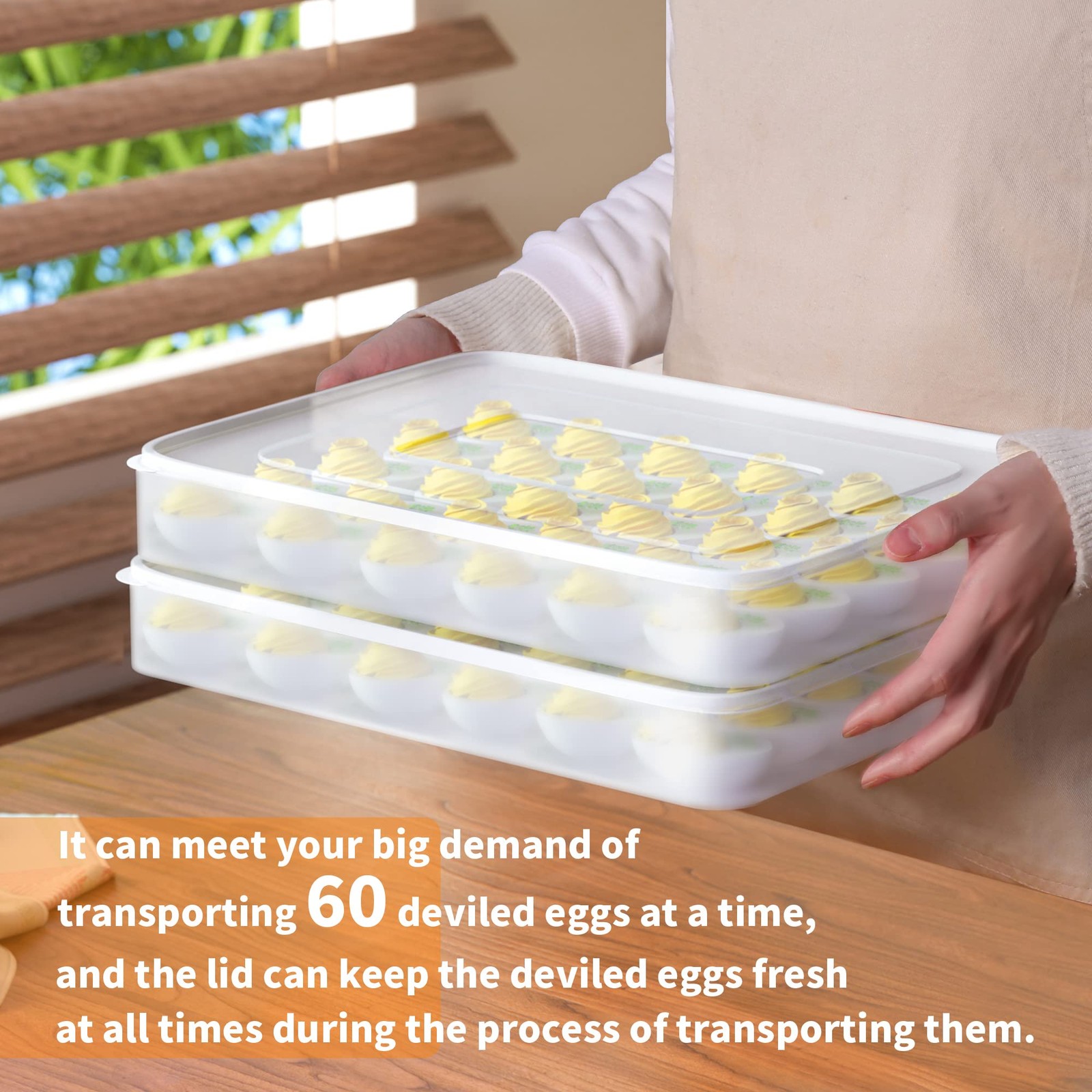 Deviled Egg Containers with Lid, (Set of 2), Plastic Deviled Egg Carrier Tray…