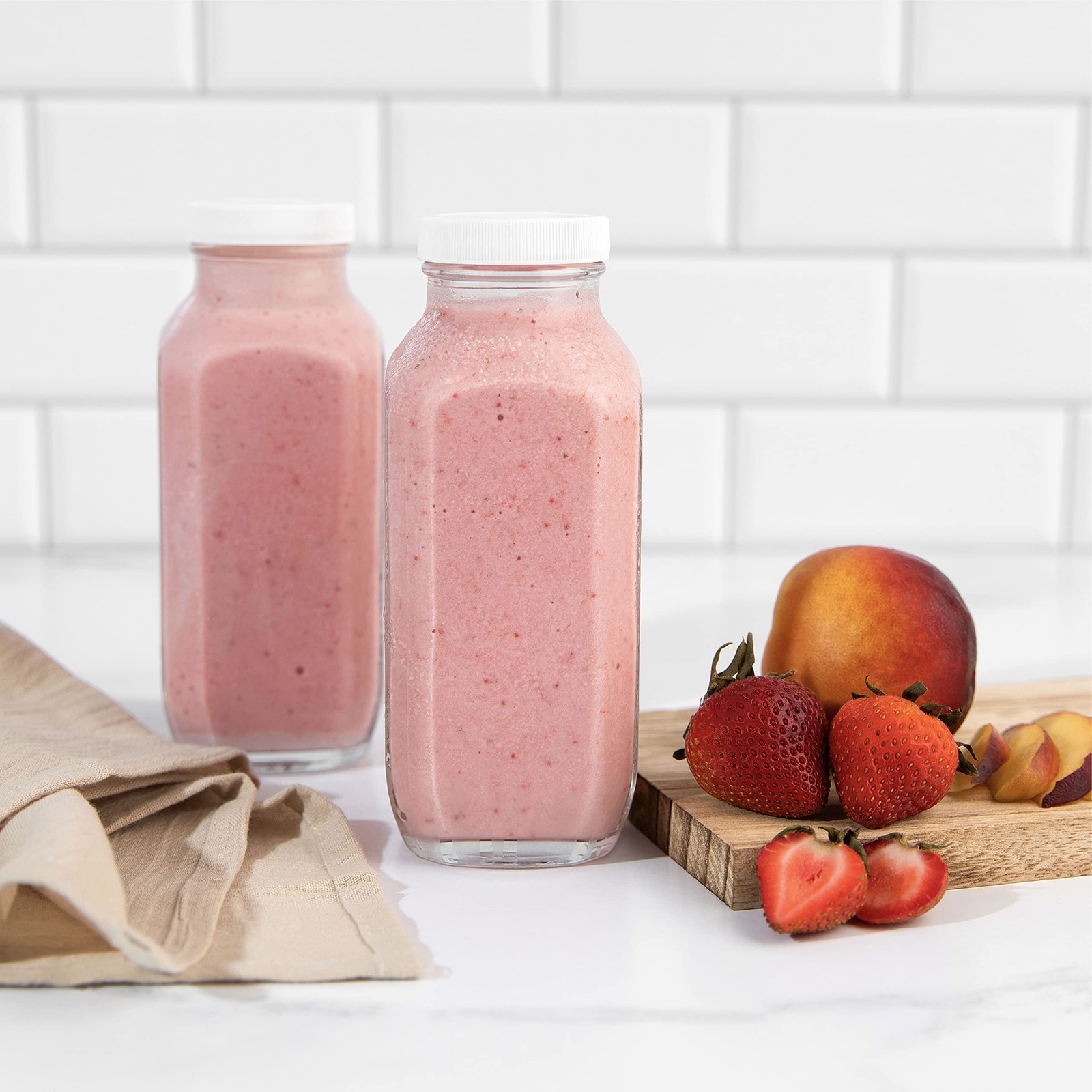 16 oz Glass Milk Bottle with Lid – Glass Jars with Airtight Lid used for Milk…