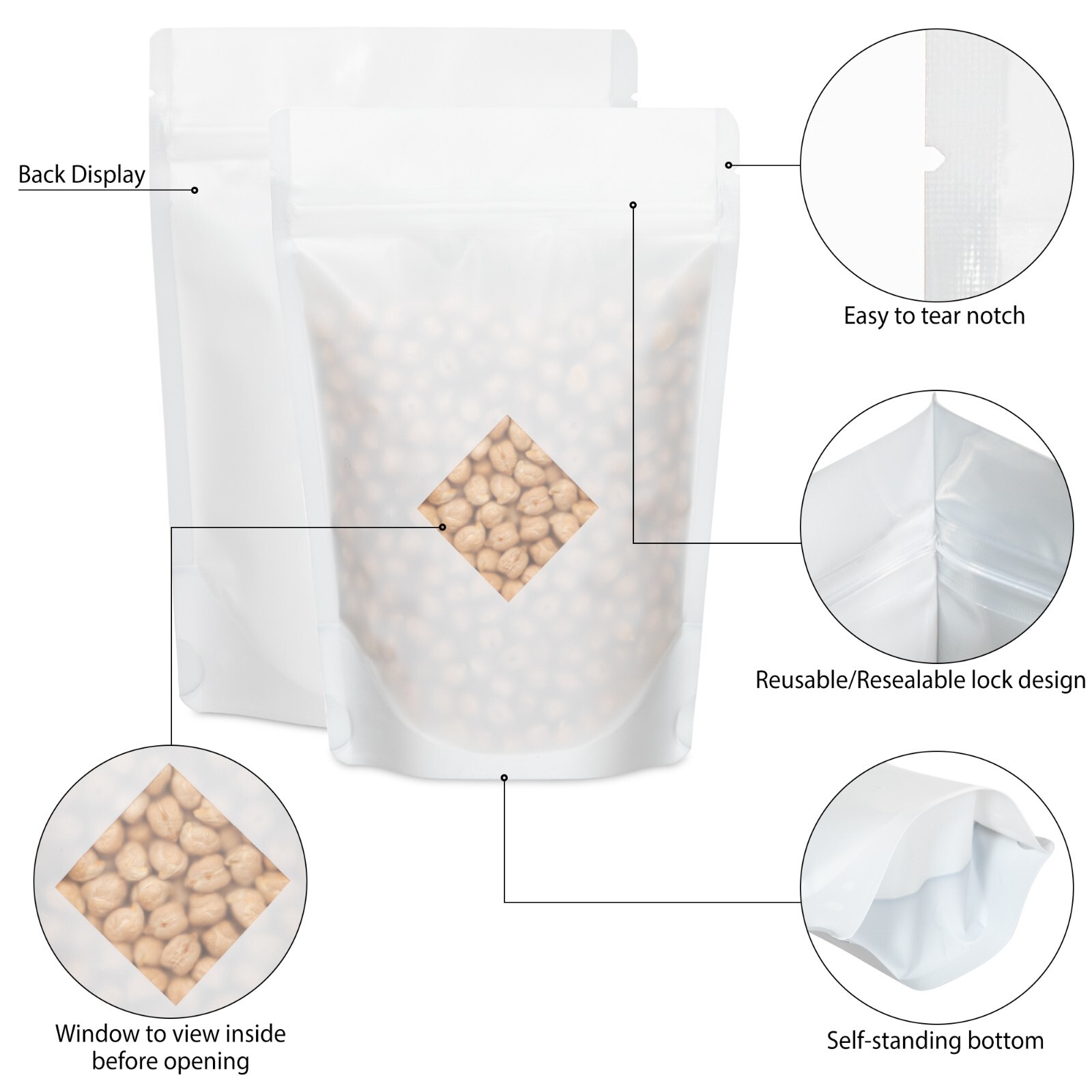 High-Quality Mylar Bags for Food Storage with Resealable Zippers and Durability