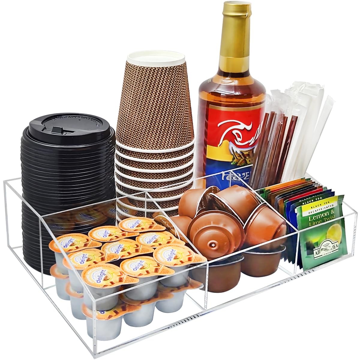 KAIDELI Acrylic Coffee Bar Station Organizer for Countertop, Office, Clear