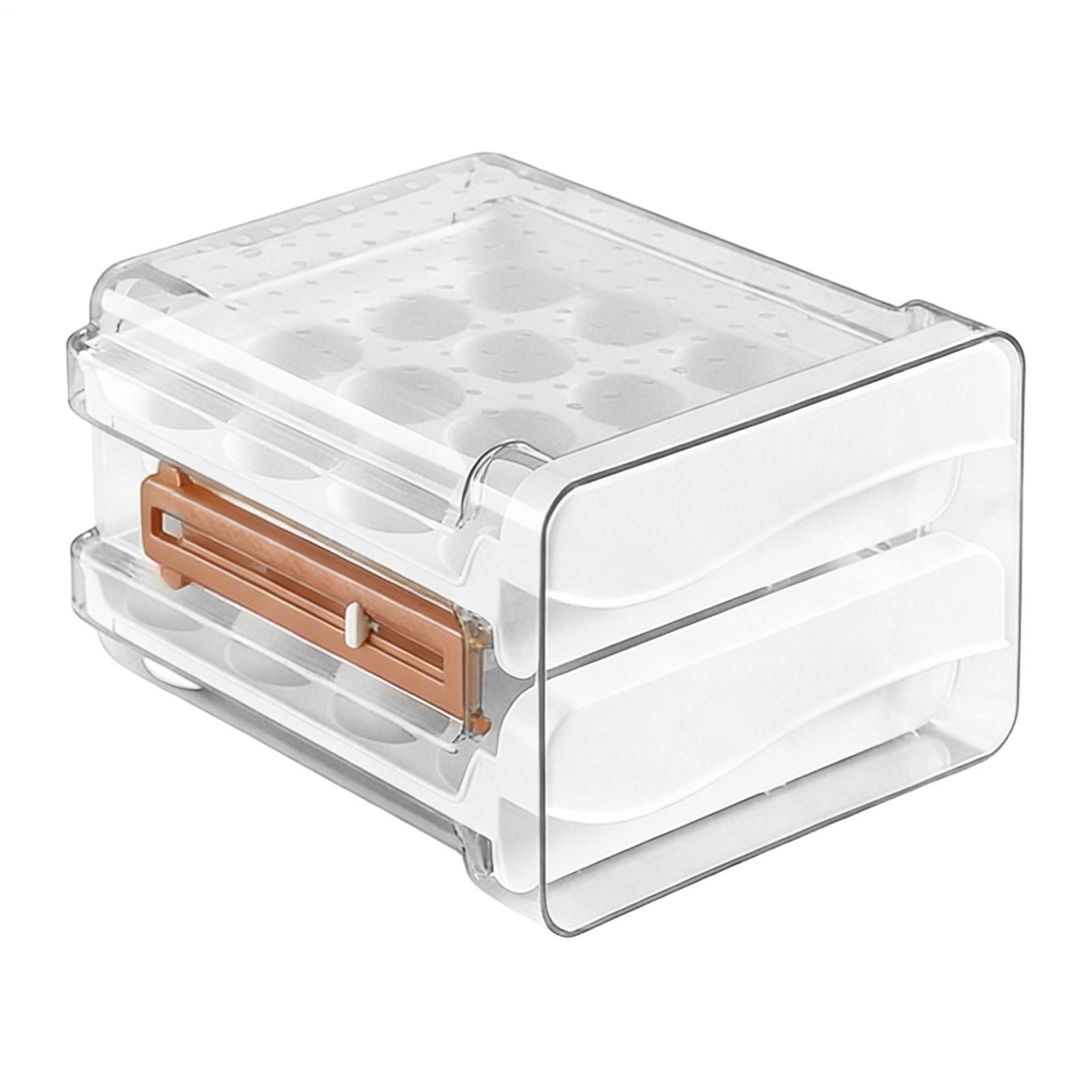 Kitchen Egg Storage Box Refrigerator Fresh Plastic 2-Layer Drawer Type 32 Grids