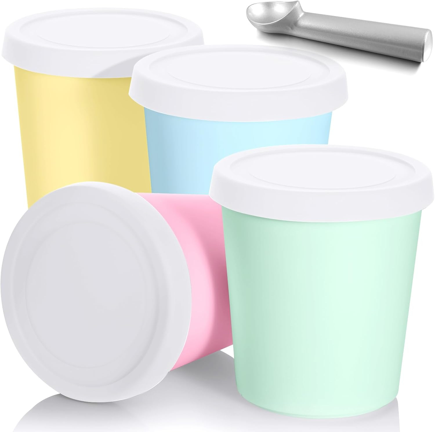 Nuenen 5 Pack Ice Cream Containers 1Qt Freezer Storage Tubs with Silicone Lids a