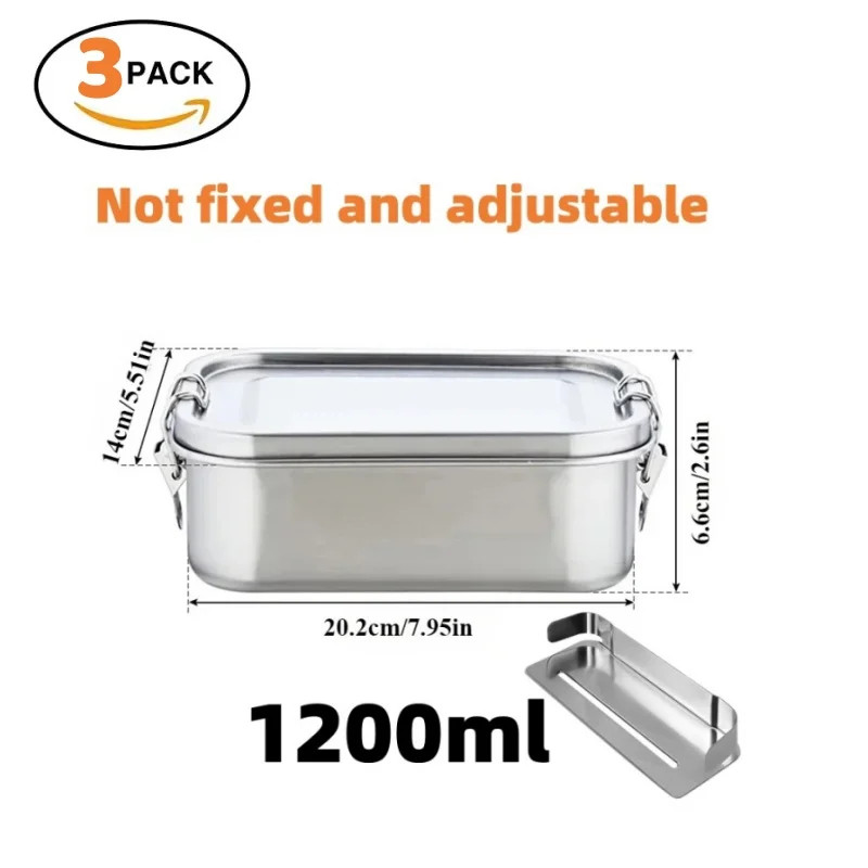 1 Pc Leakproof Stainless Lunch Box Bento Meal Prep Container Dishwasher Safe