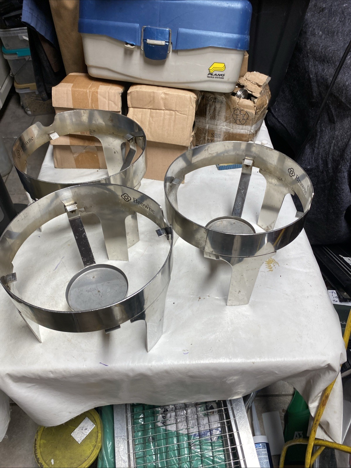 Browne Hot Beverage Dispenser Stand Stainless Drink Chafer Coffee 9” Dia. 3 Lot