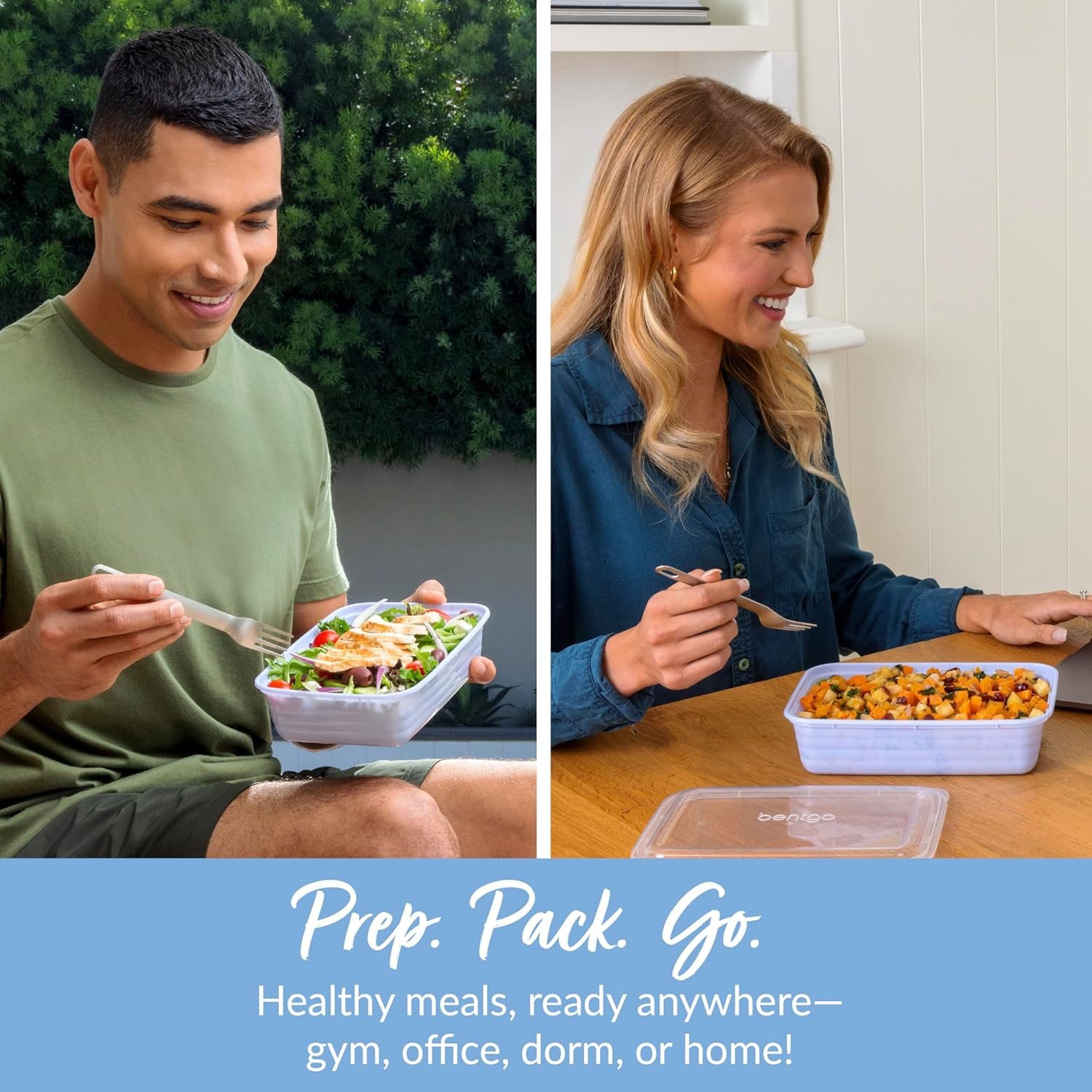 Bentgo Prep 20-Piece Meal Prep Containers 1-Compartment Periwinkle