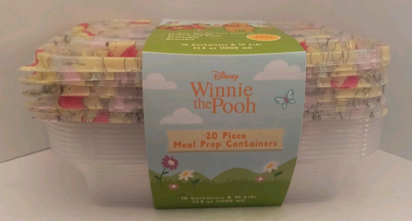 Winnie the Pooh Summertime Fun 20 Piece Meal Prep Food Storage Containers NEW!