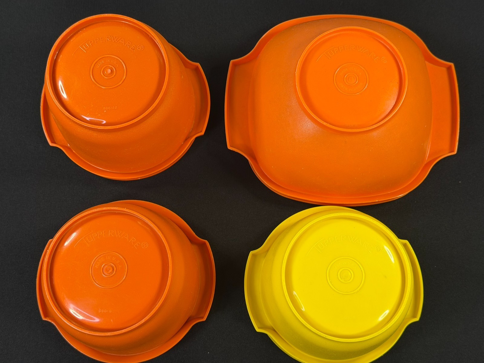 Vintage Tupperware Servalier Bowl Lot 4 Harvest Orange Yellow Canister Storage