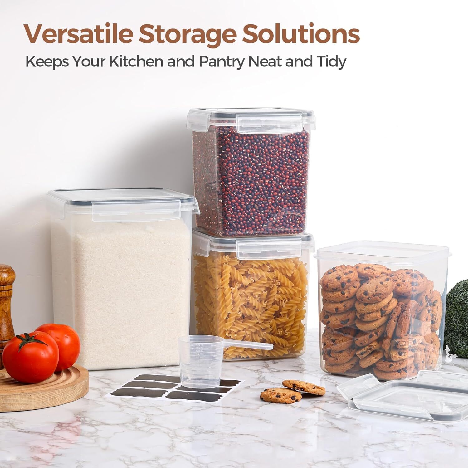 Flour Sugar Storage Containers Set of 3 (5.2L/166oz) (2.5L/78oz*2), Airtight