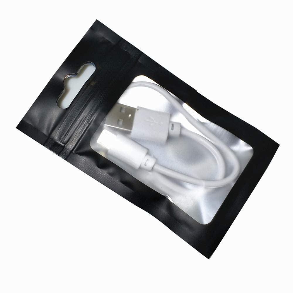 100 Pack Resealable Matte Black Zipper Lock Window Bags with Euro Hang Hole f…
