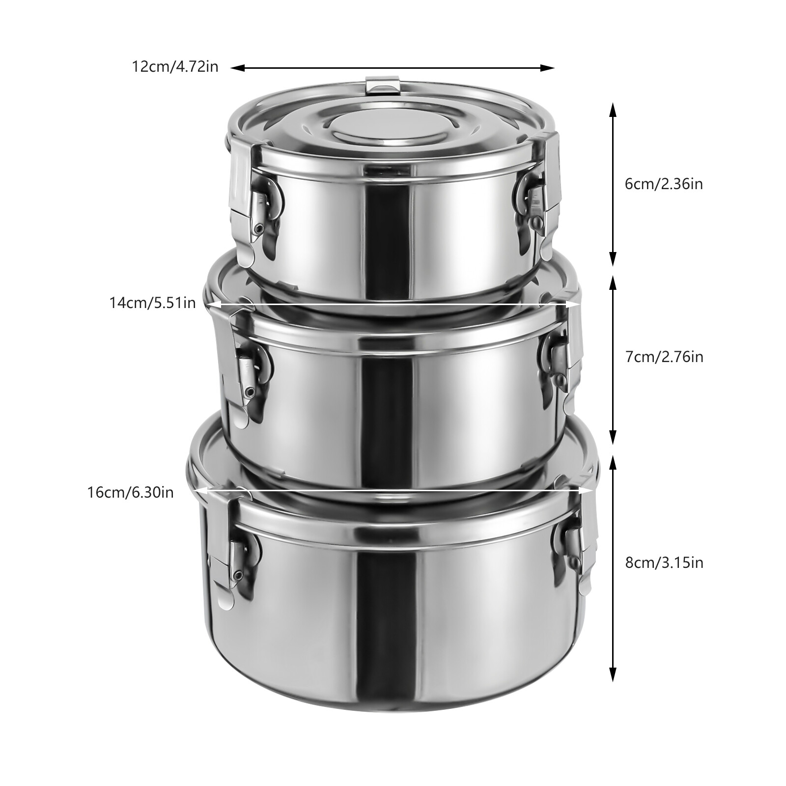 3x Stainless Steel Food Storage Containers Original Leak-Proof For Camping Trips