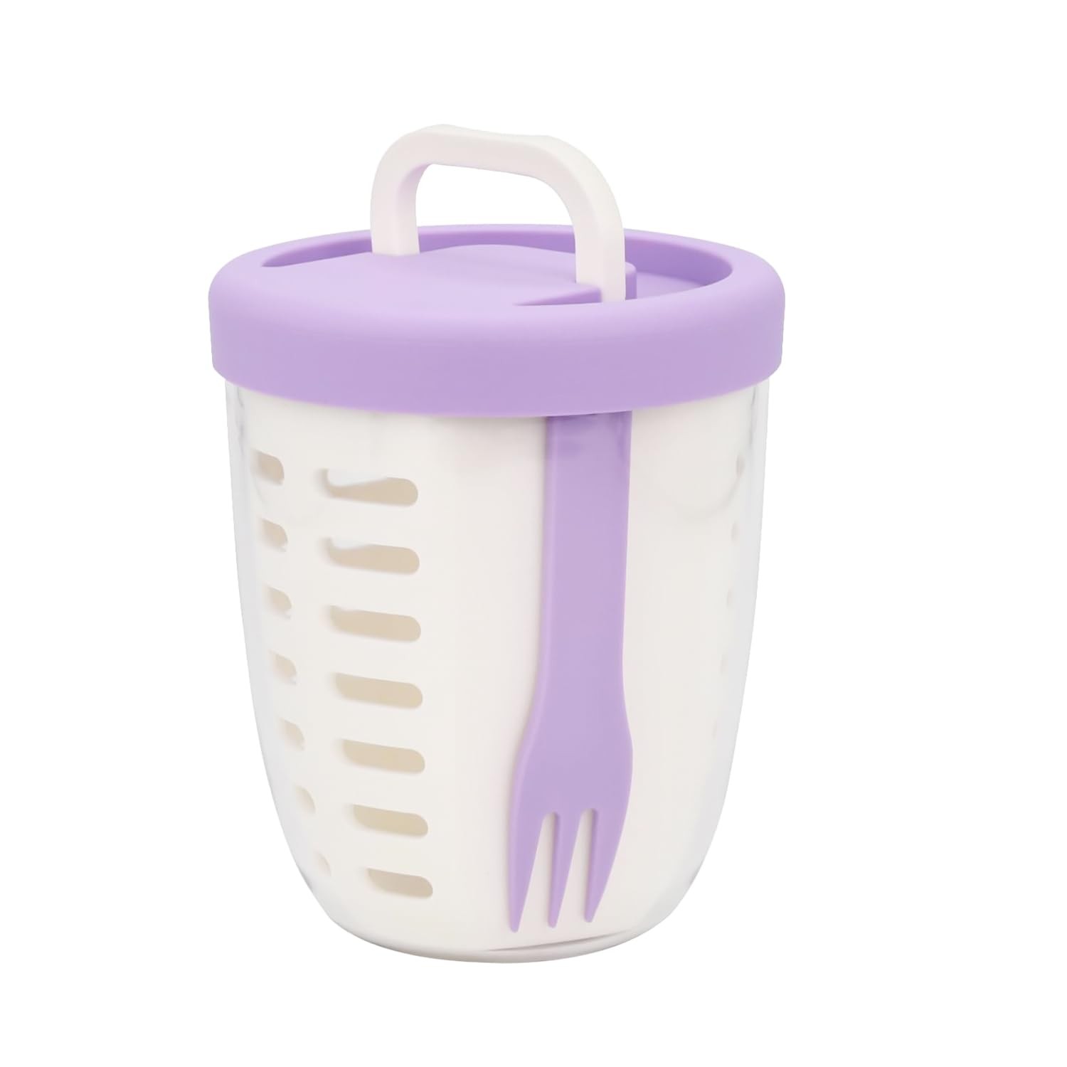 Fruit Salad Storage Cup with Colander and Fork Leak Proof Portable Salad Cont…