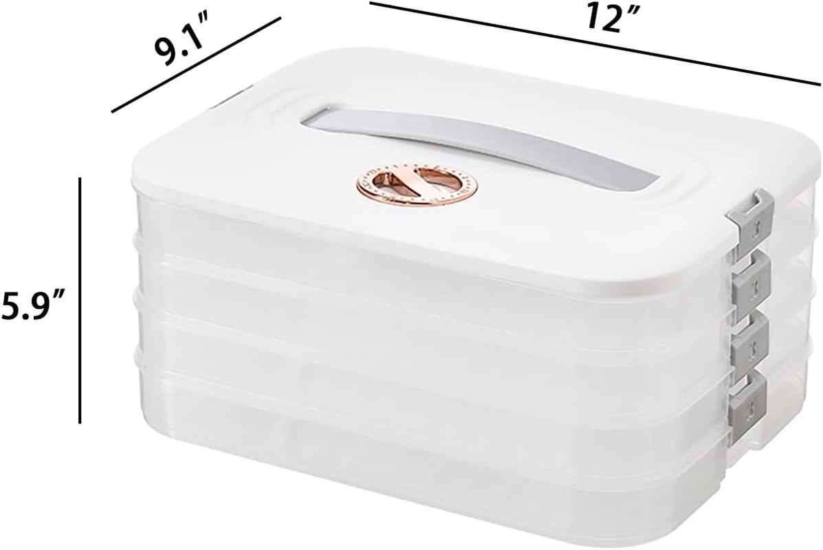 Stackable 4-Layer Food Storage Containers with Lids for Dumplings