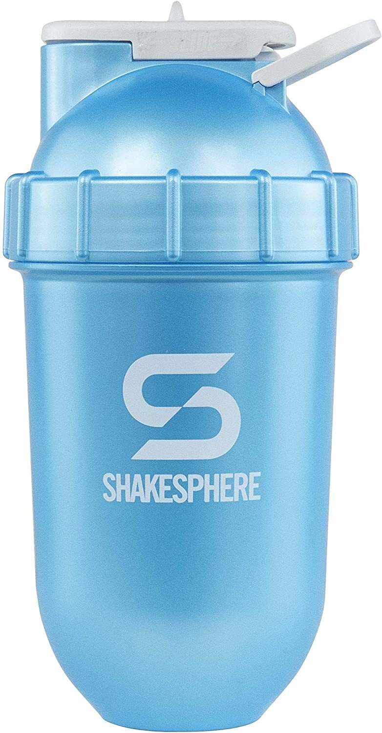 ShakeSphere Tumbler Protein Shaker Bottle CYAN/White Logo 700ml 24oz