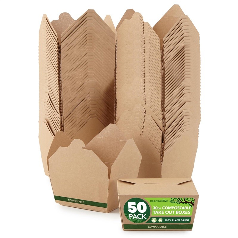Stock Your Home 50 Pack 30 oz Food Take Out Containers Small Microwaveable