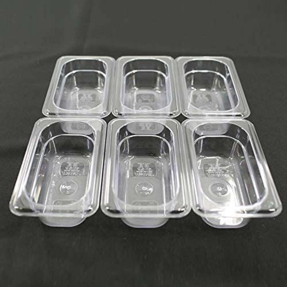 Hakka 6 Pack 1/9 Size Food Pan 2.5″ Deep Clear Polycarbonate Storage Container