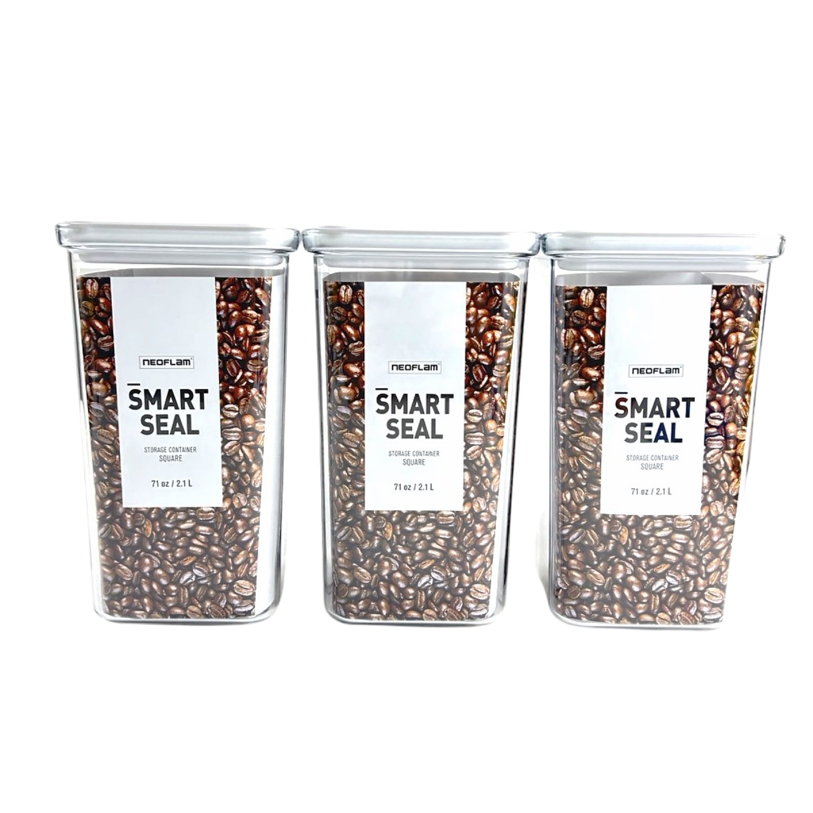 3 Set, Neoflam Airtight BPA free Dry Food Kitchen Storage Container Canister Set