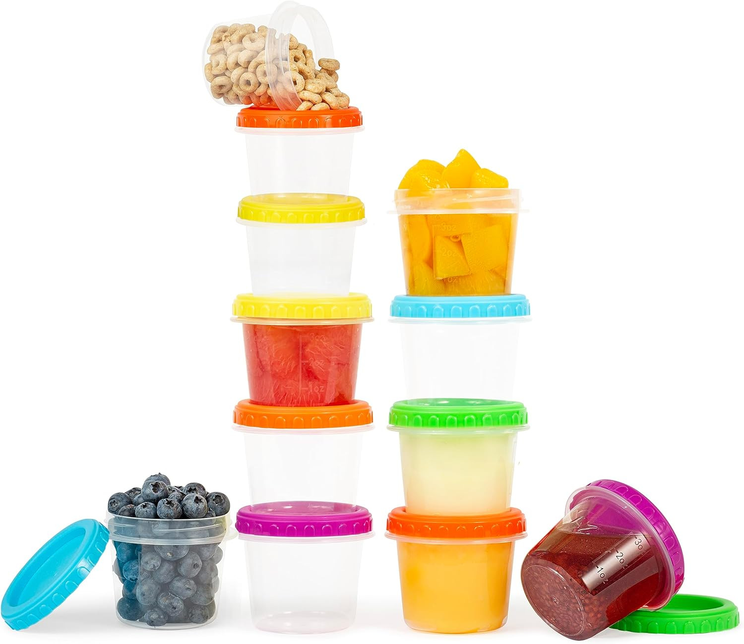 Small Lunch Containers [12 Pack] 4 Oz. with Lids | Snack for Condiment Puree, Sn