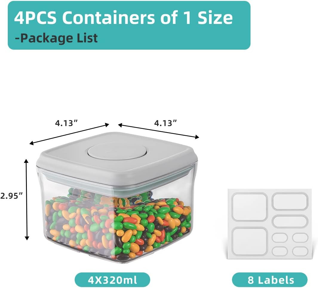 Stackable Airtight Food Container Set – 4 Pcs 380Ml BPA-Free Transparent