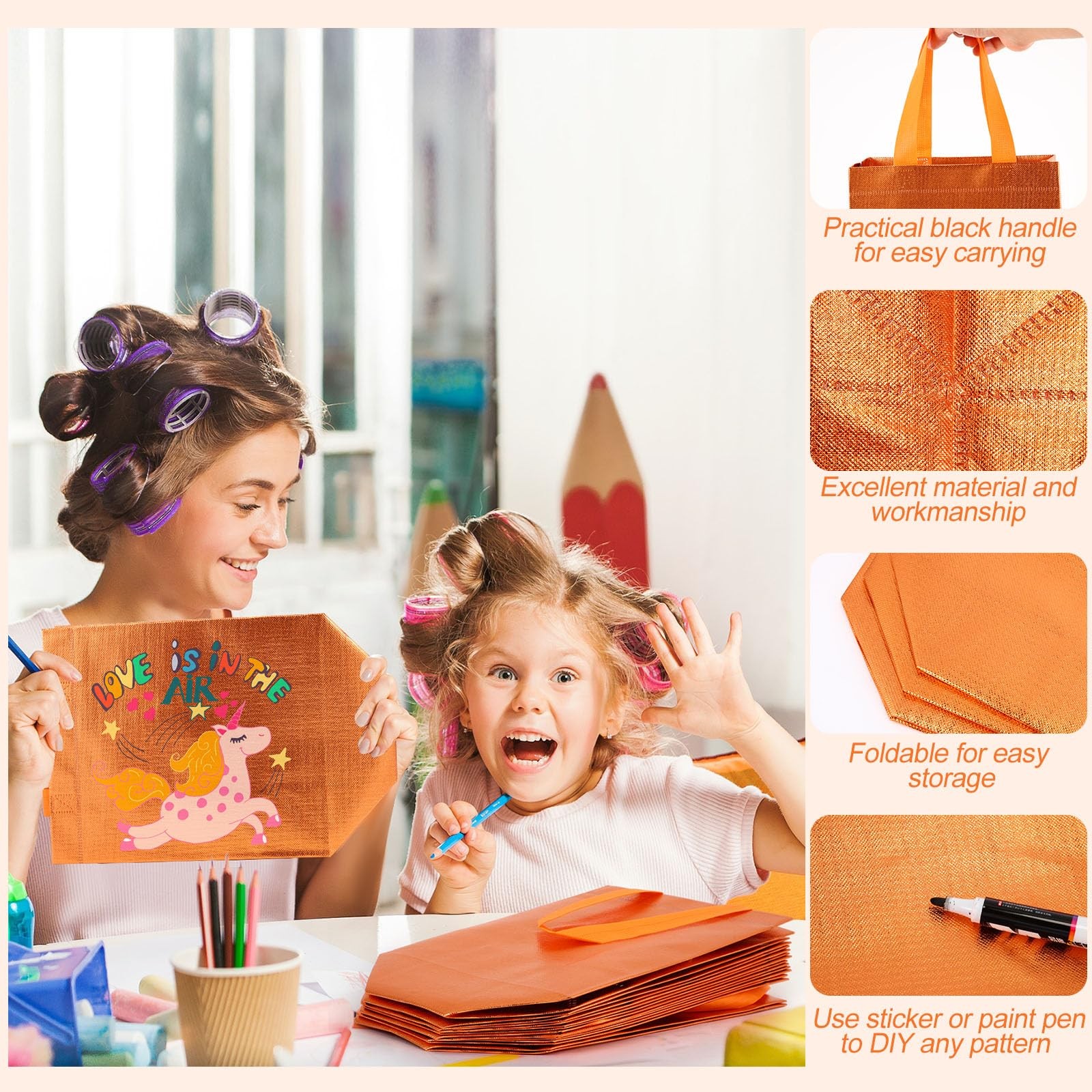 Eccliy 80 Pcs Reusable Gift Bags Set Glossy Grocery Gift Tote Handle For
