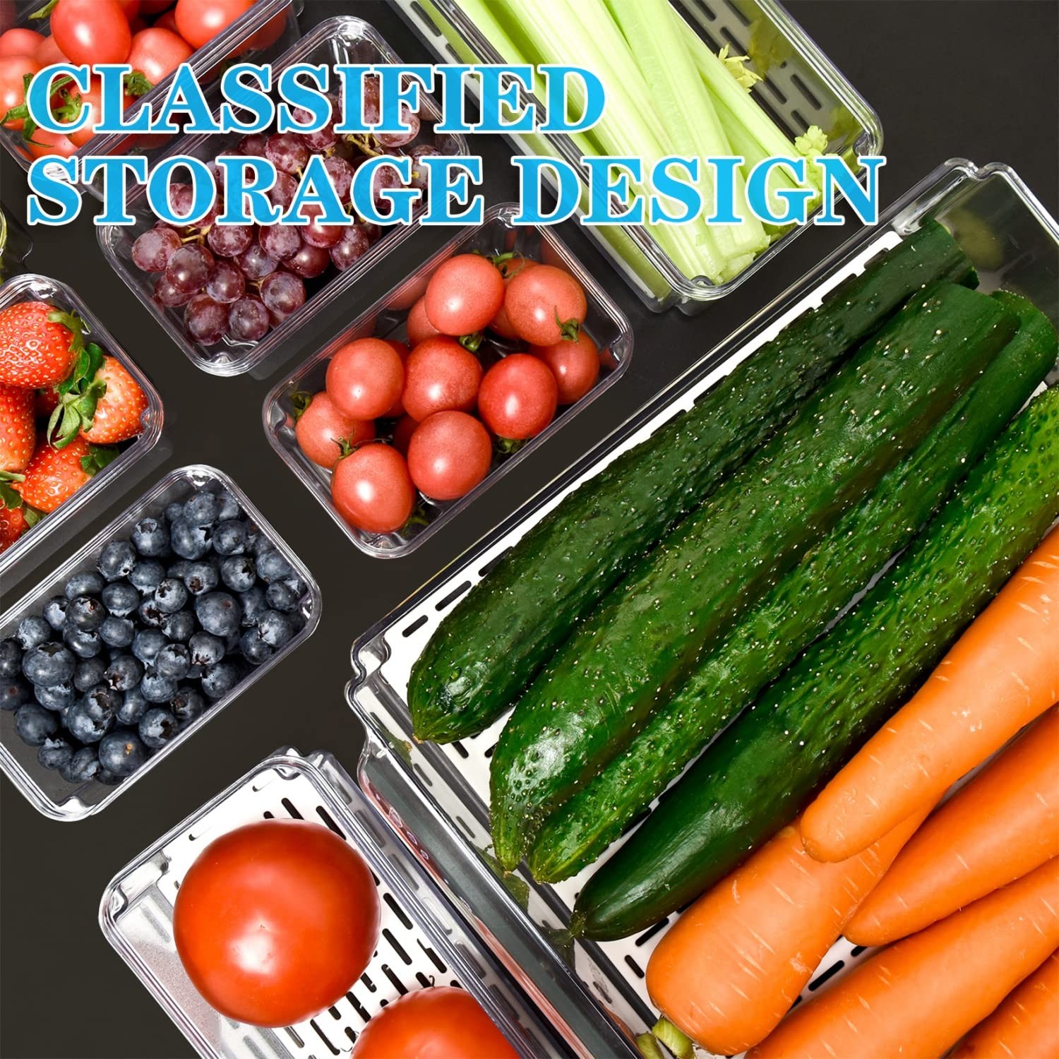 Stackable Refrigerator Organizer Bins with Lids Fridge Organizer Storage