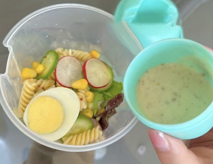 Meal Shaker Salad Cup Fork Brush 1000ml Dressing Holder With Lid Capacity