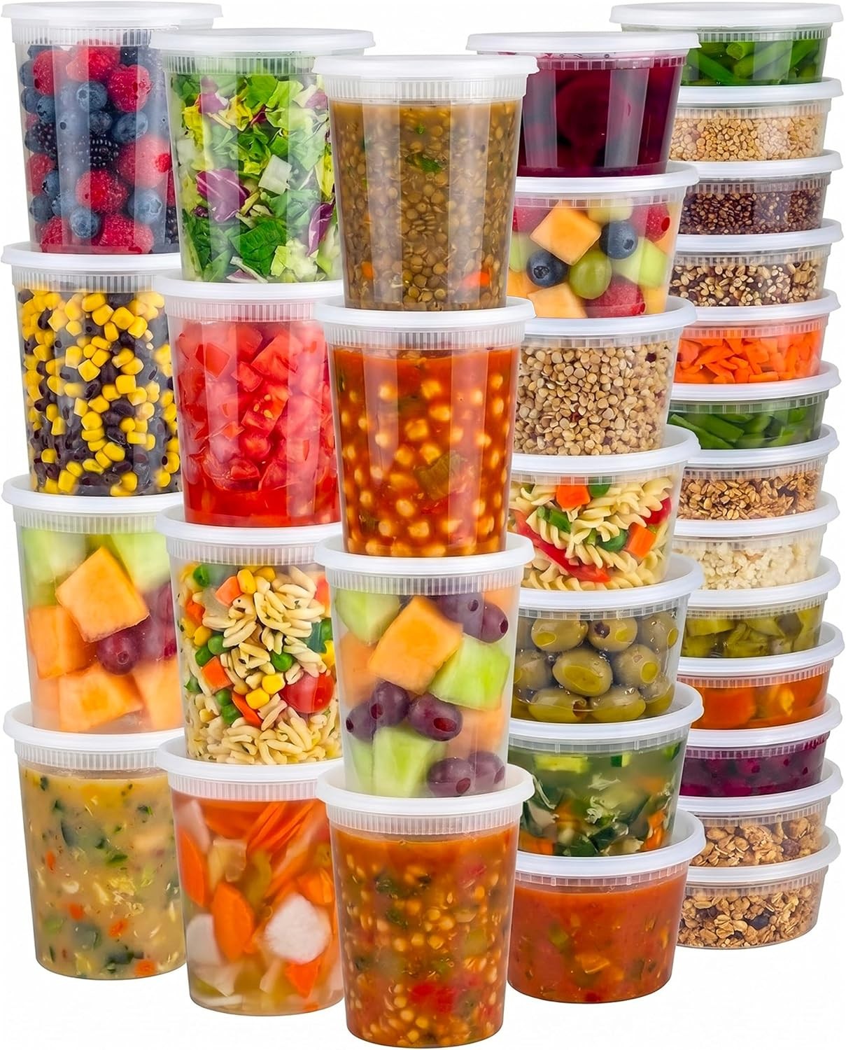 48 Sets Deli Containers W/ Lids – 16oz & 32oz – Leak Proof Microwaveable