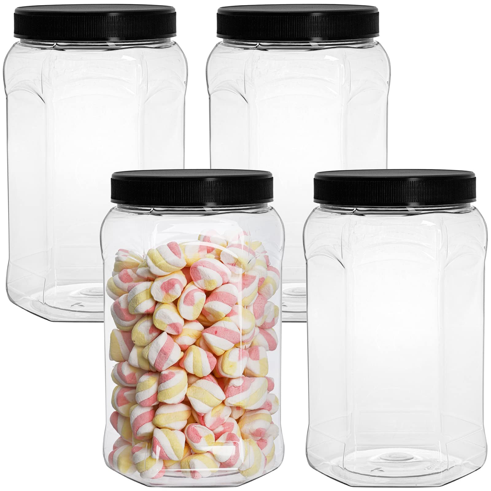 4 Pack 70 FL Oz Half Gallon Plastic Jars with Lids, Empty Storage Gallon Cont…
