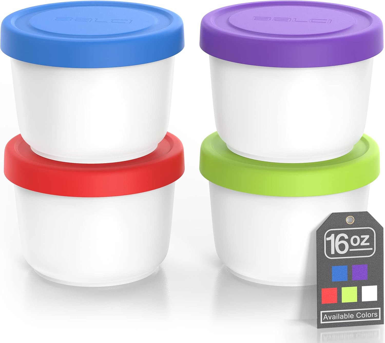 – 8Oz Mini Ice Cream Containers with Silicone Lids (Set of 4) – Freezer Food Sto