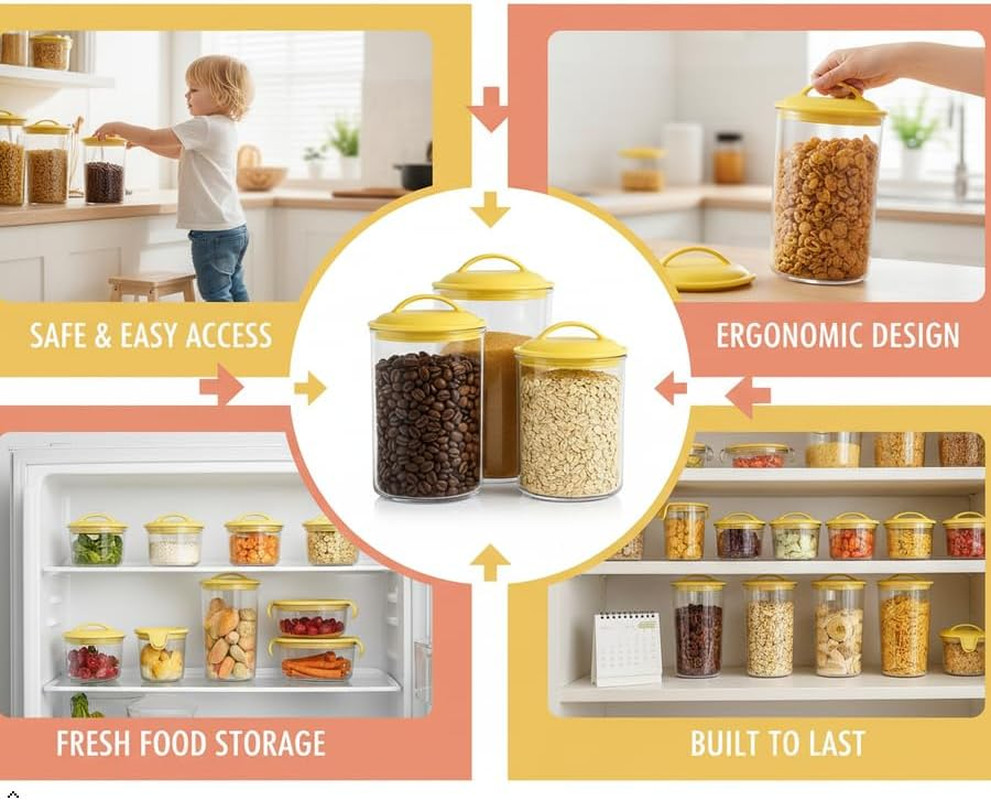 Food Storage Containers, BPA Free Airtight Canisters for Cereal, Pasta, Sugar, C