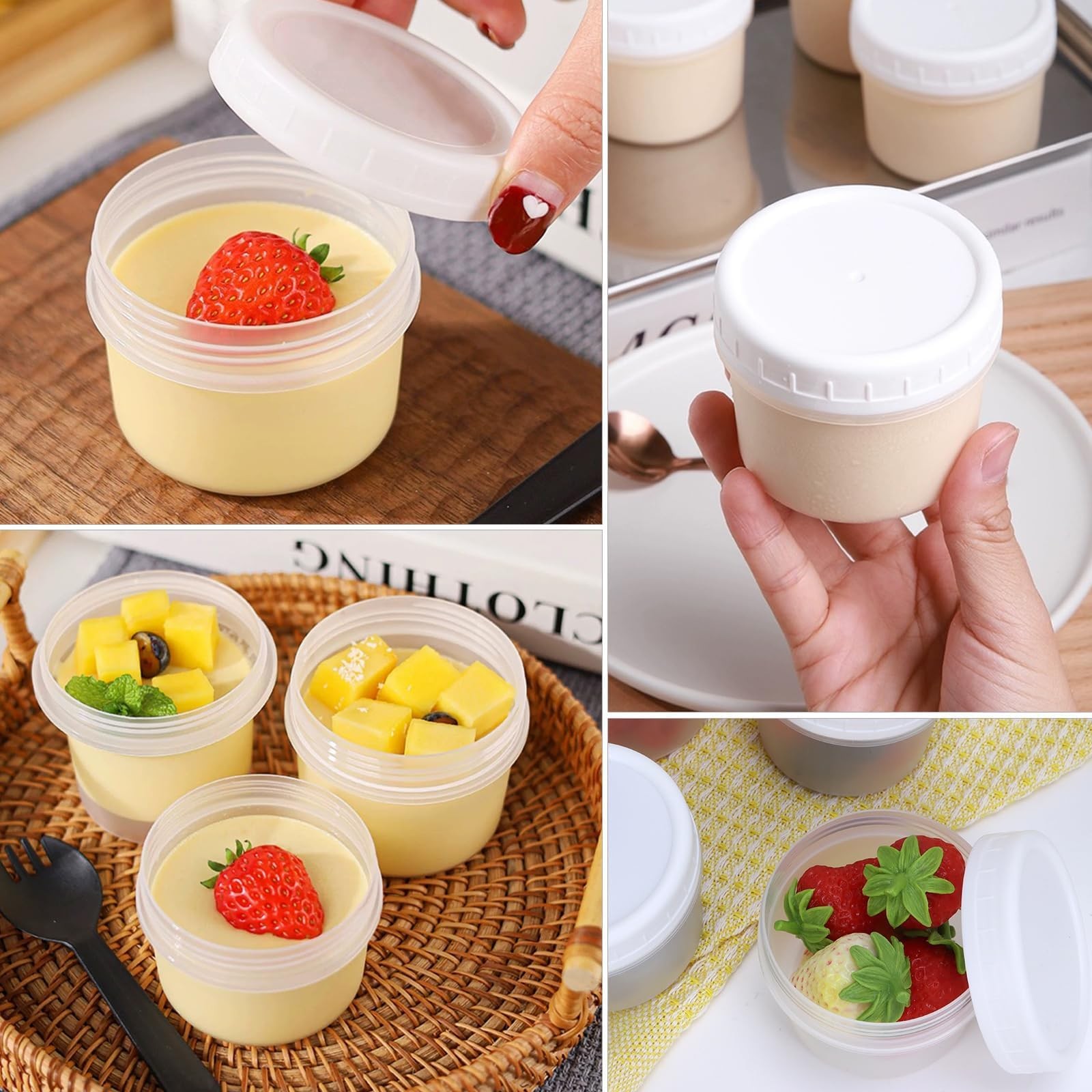 24 Pack 5 Oz160 Ml Food Storage Jars With Screw Lids Reusable Small Refrigerat
