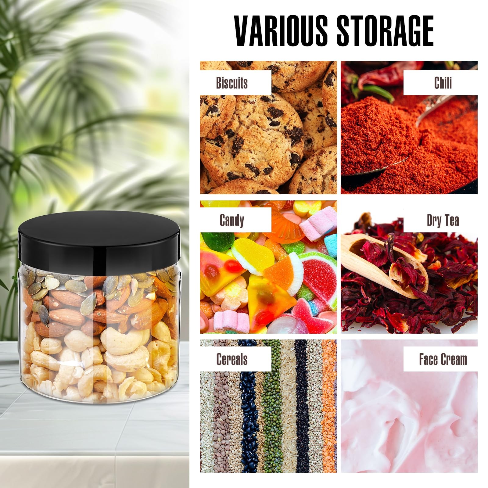 50 Pcs 5.4 oz Clear Plastic Jars Containers Wide Mouth Food Storage Jar for K…
