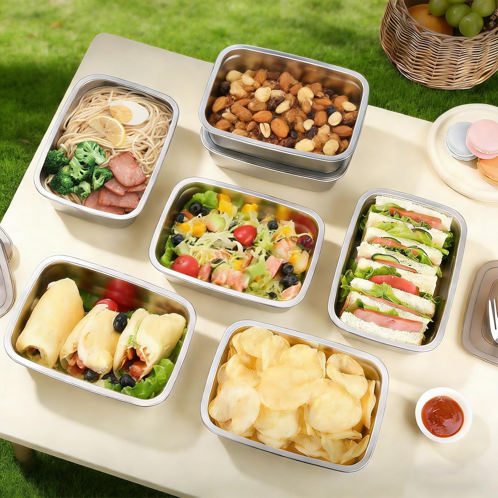 10PCS 50oz Stainless Steel Food Storage Containers with Airtight Lids, 1500ml…