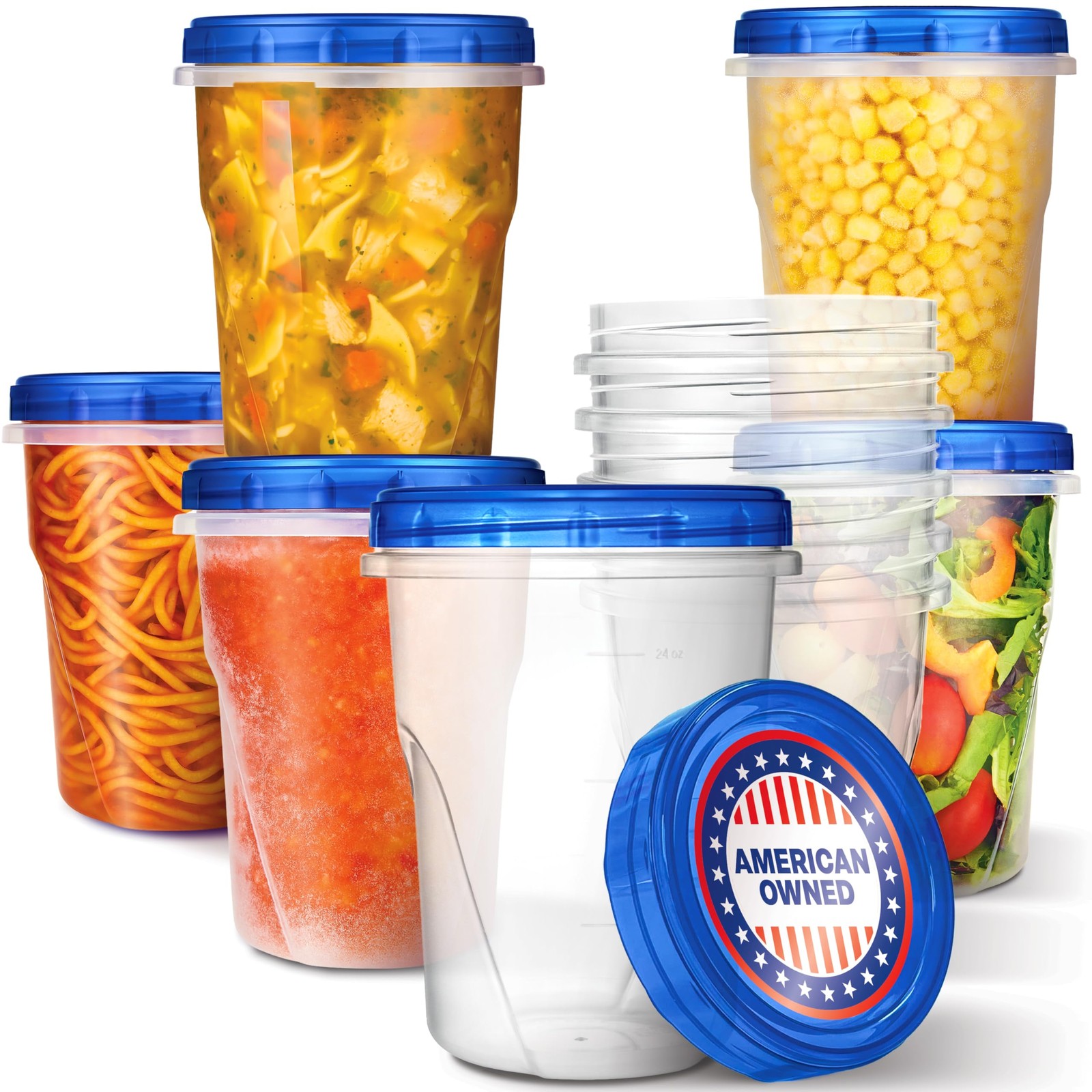 32oz Plastic Containers with Twist Top Lids 6 Pack, Quart Freezer Containers …