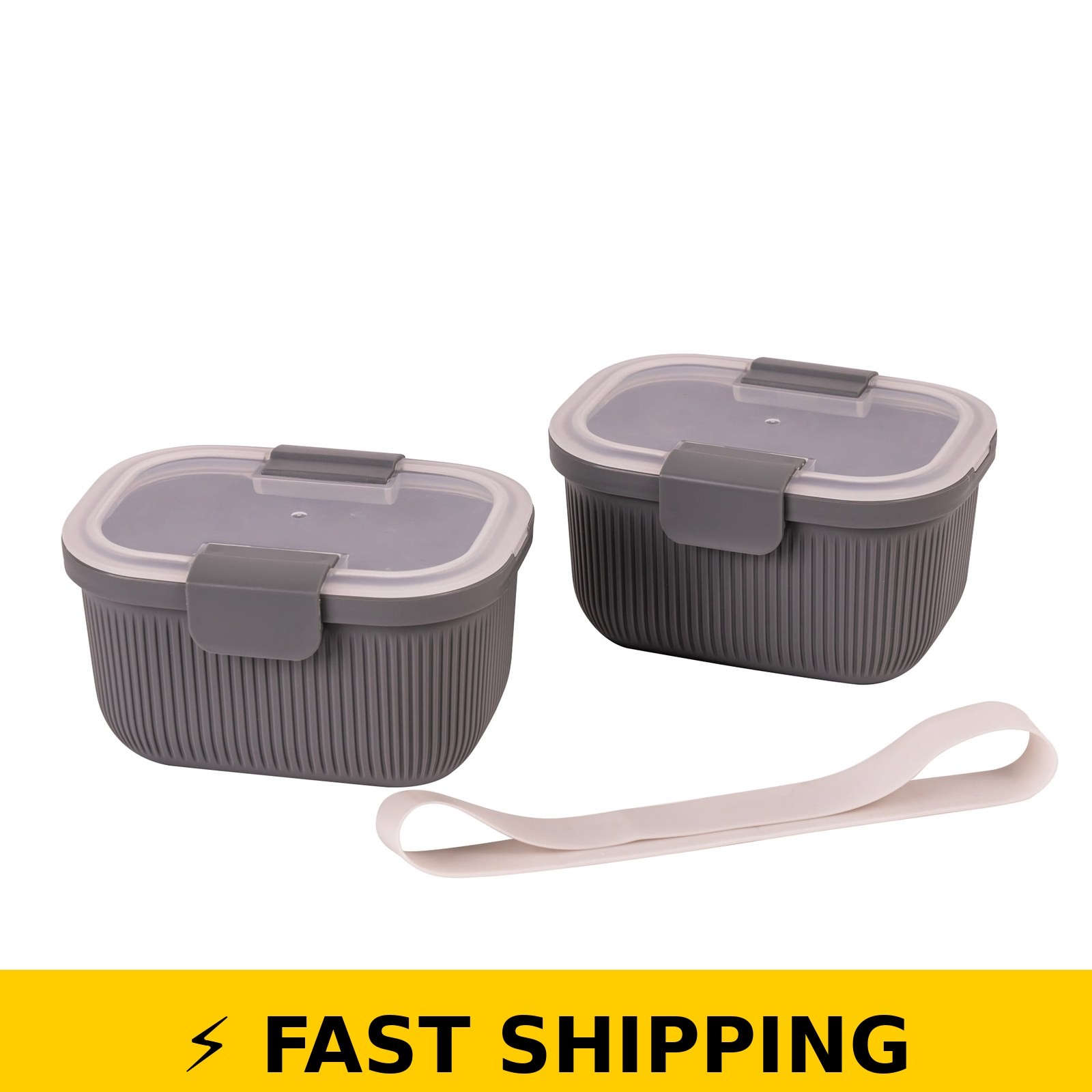 Mainstays 19oz Rectangle Food Storage Bento Snack Container, Grey