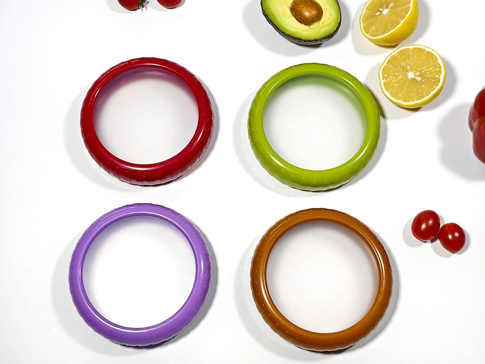 Onion storage and Avocado Saver,Set of 4 Double-Sided Silicone Fruit Keeper C…