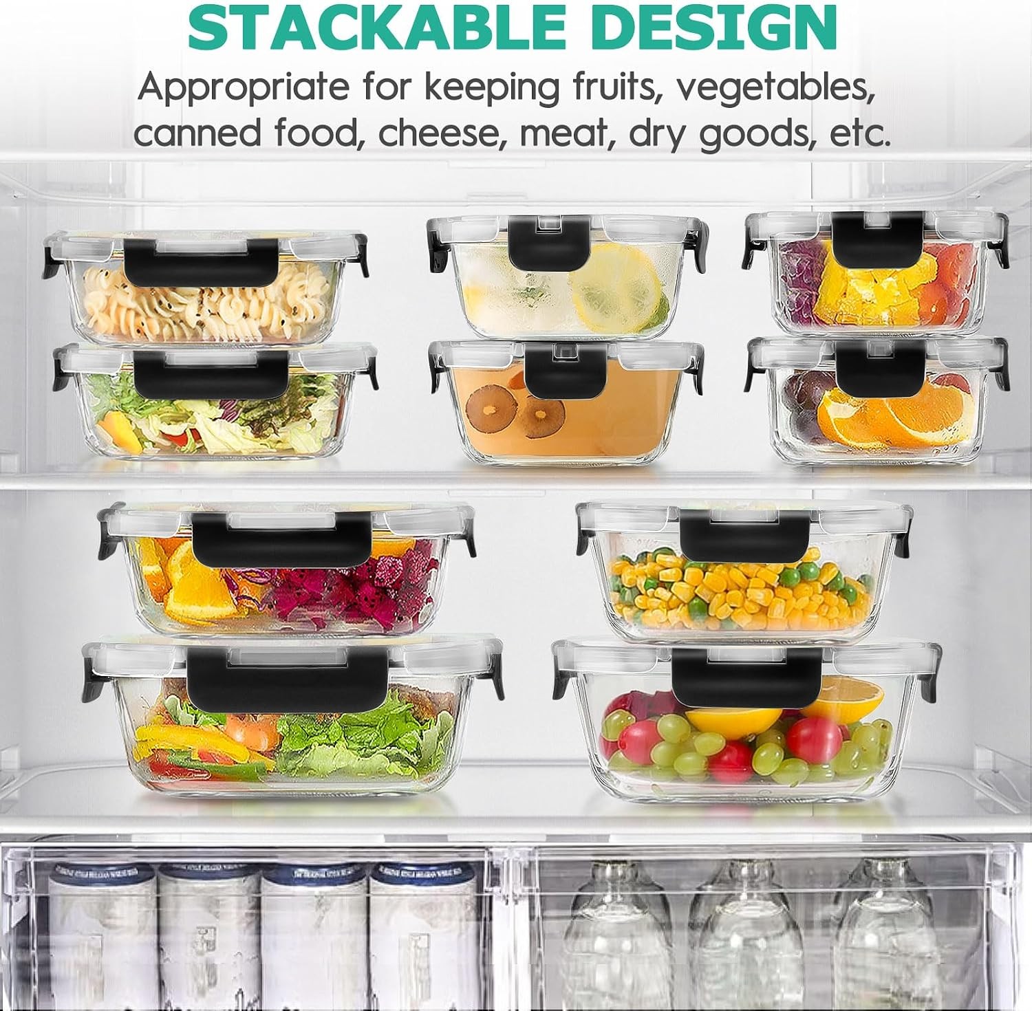 34pcs Glass Food Storage Containers W/ Lids Set Airtight Glass Prep Containers