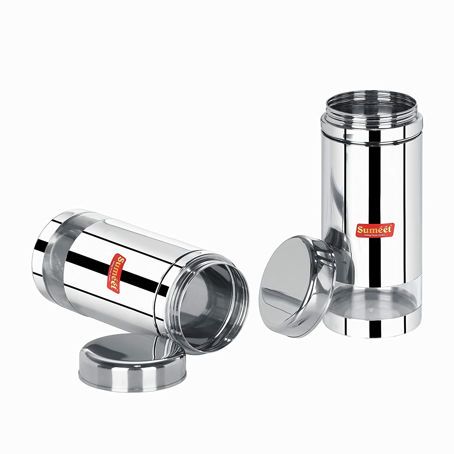 Stainless Steel Circular See Through Container Storage Set of 2 – 1.25 l each