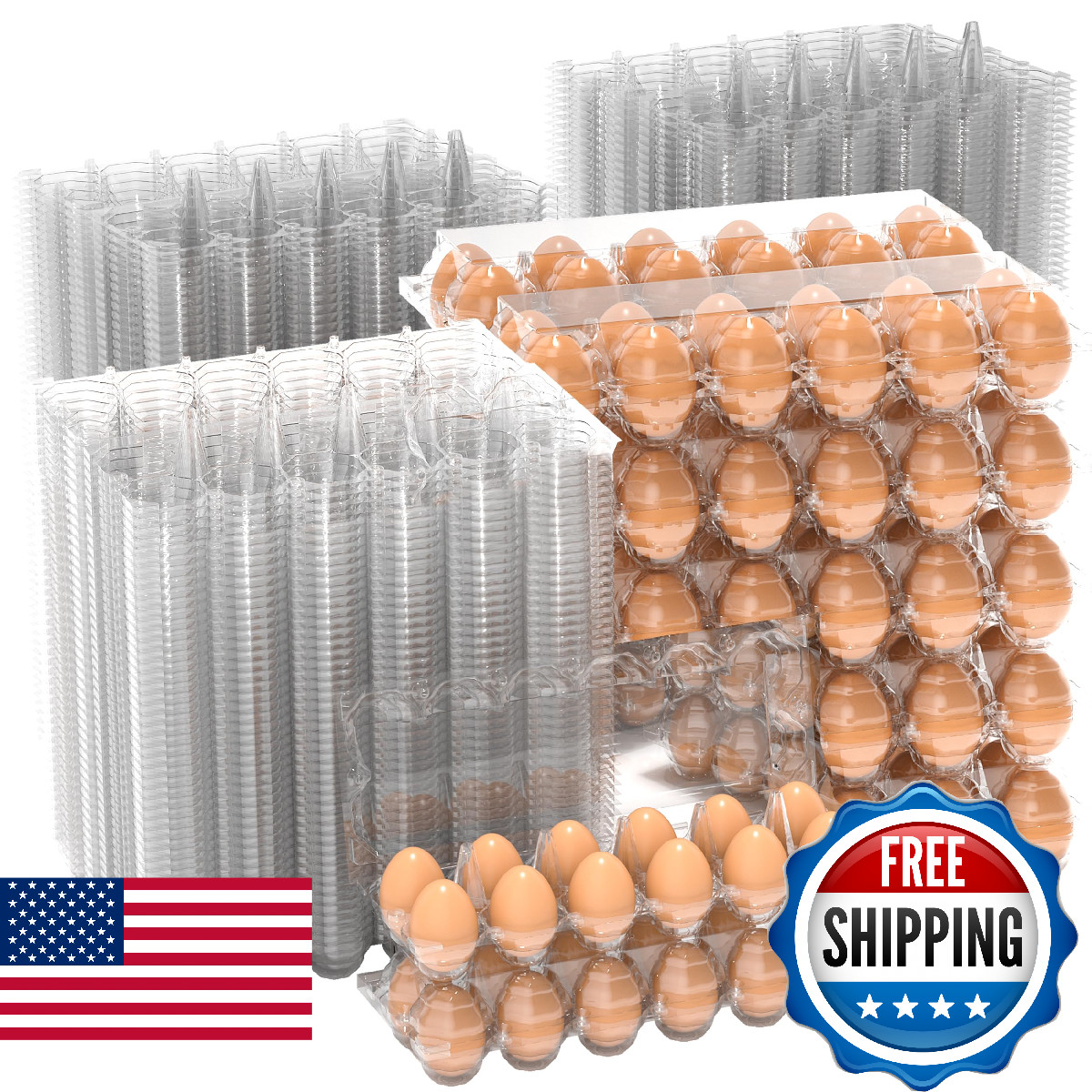 100PCS Egg Cartons Cheap Bulk, Large Egg Cartons Plastic 12 Count, 1 Dozen Reusa