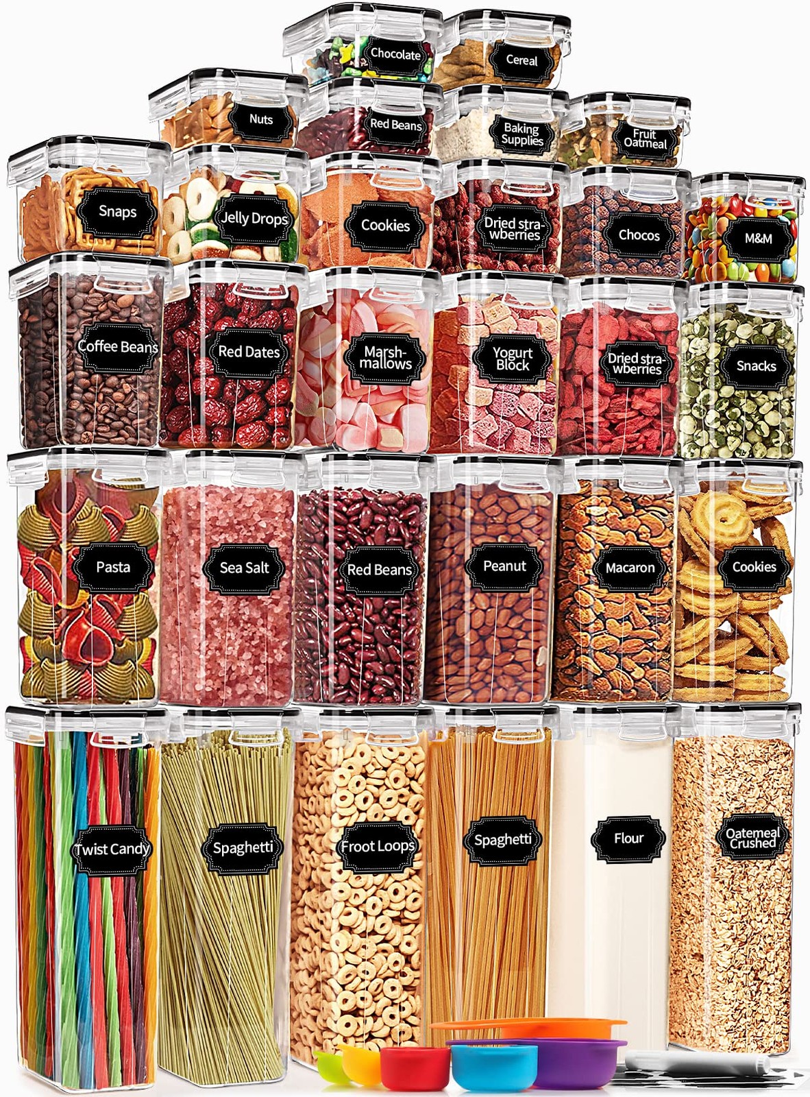 30 Pack Airtight Food Storage Containers For Kitchen Pantry Organizers And Stora