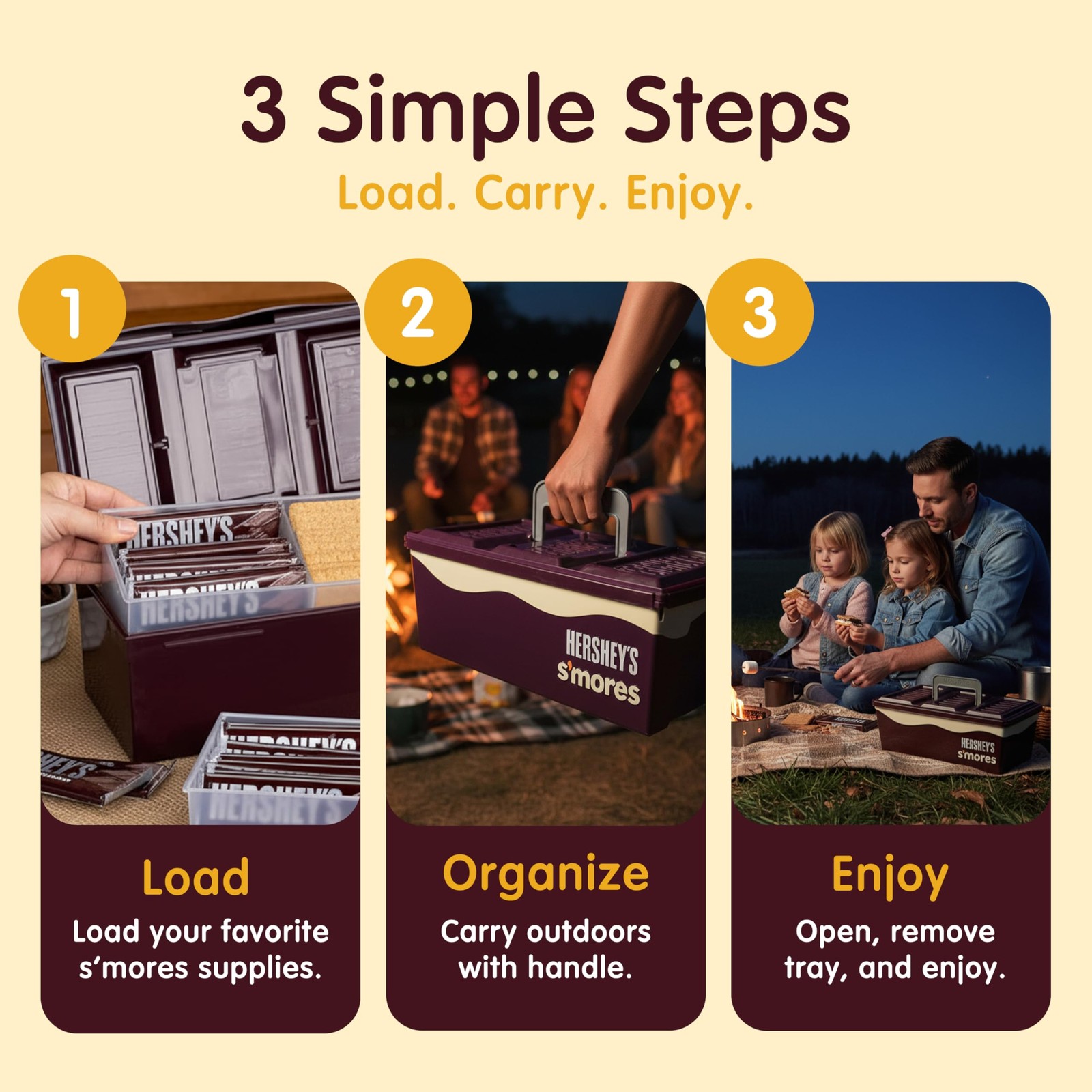 Mr. Bar-B-Q Hershey’s Smores Caddy Tray Organizer – 1 Pack, Brown