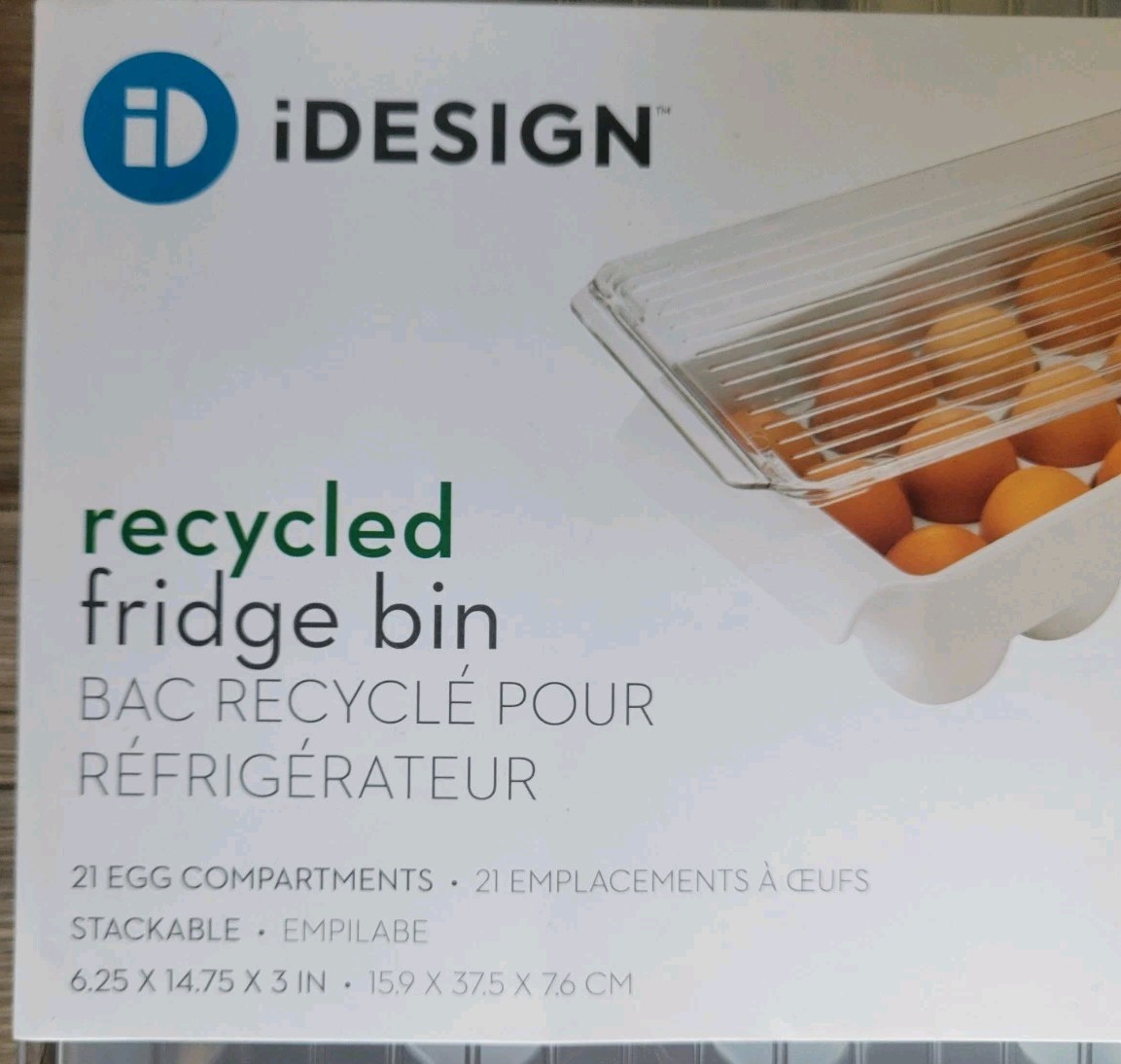 Refrigerator Organizer Clear Egg Holder & Acrylic Lid Storage Container Holds 21
