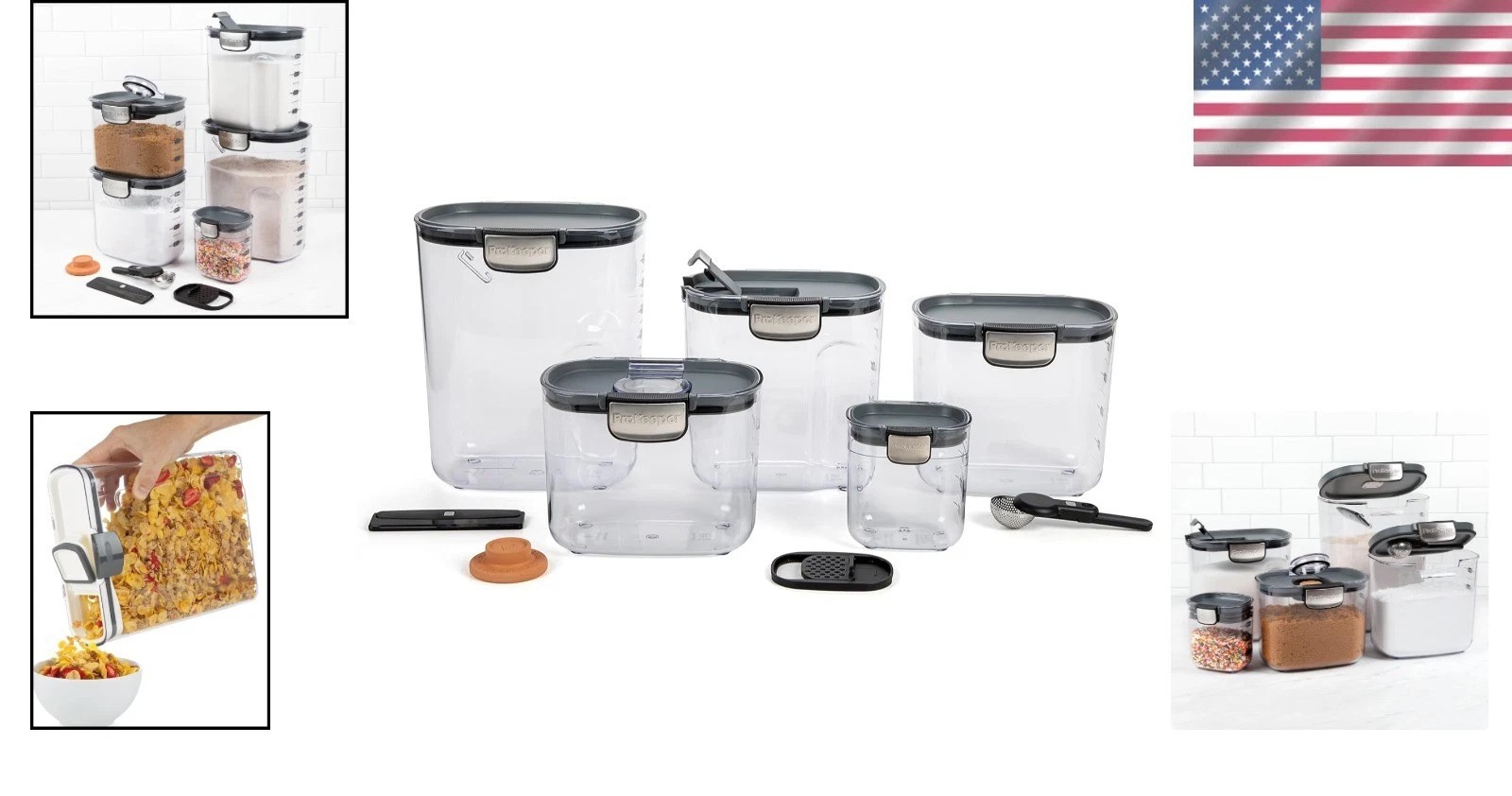 Transparent 9-Piece Kitchen Canister Set with Magnetic Accessories for Baking