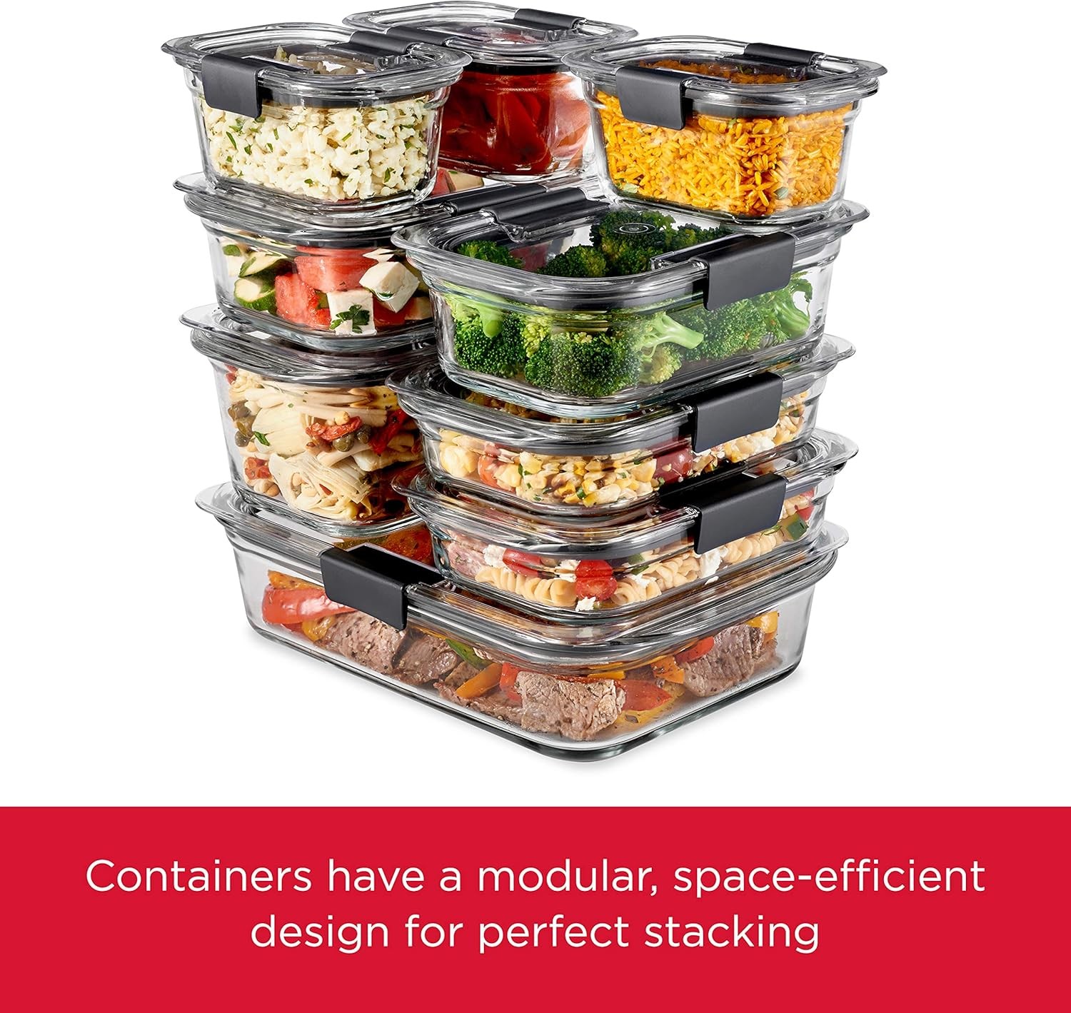 Rubbermaid Brilliance Glass Food Storage set of 4 containers 8 total pieces (4 c