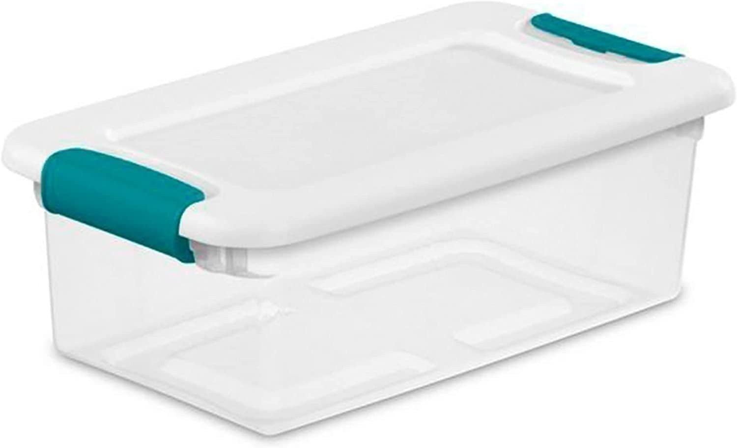 Sterilite 6-Quart Clear and Blue Stackable Latching Storage Box Container…