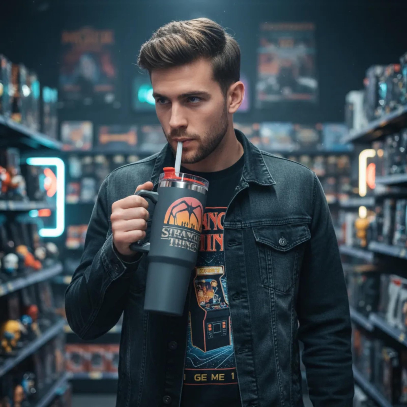 Paladone Stranger Things 5 Insulated Drinking Tunbler Straw 900 Ml Capacity