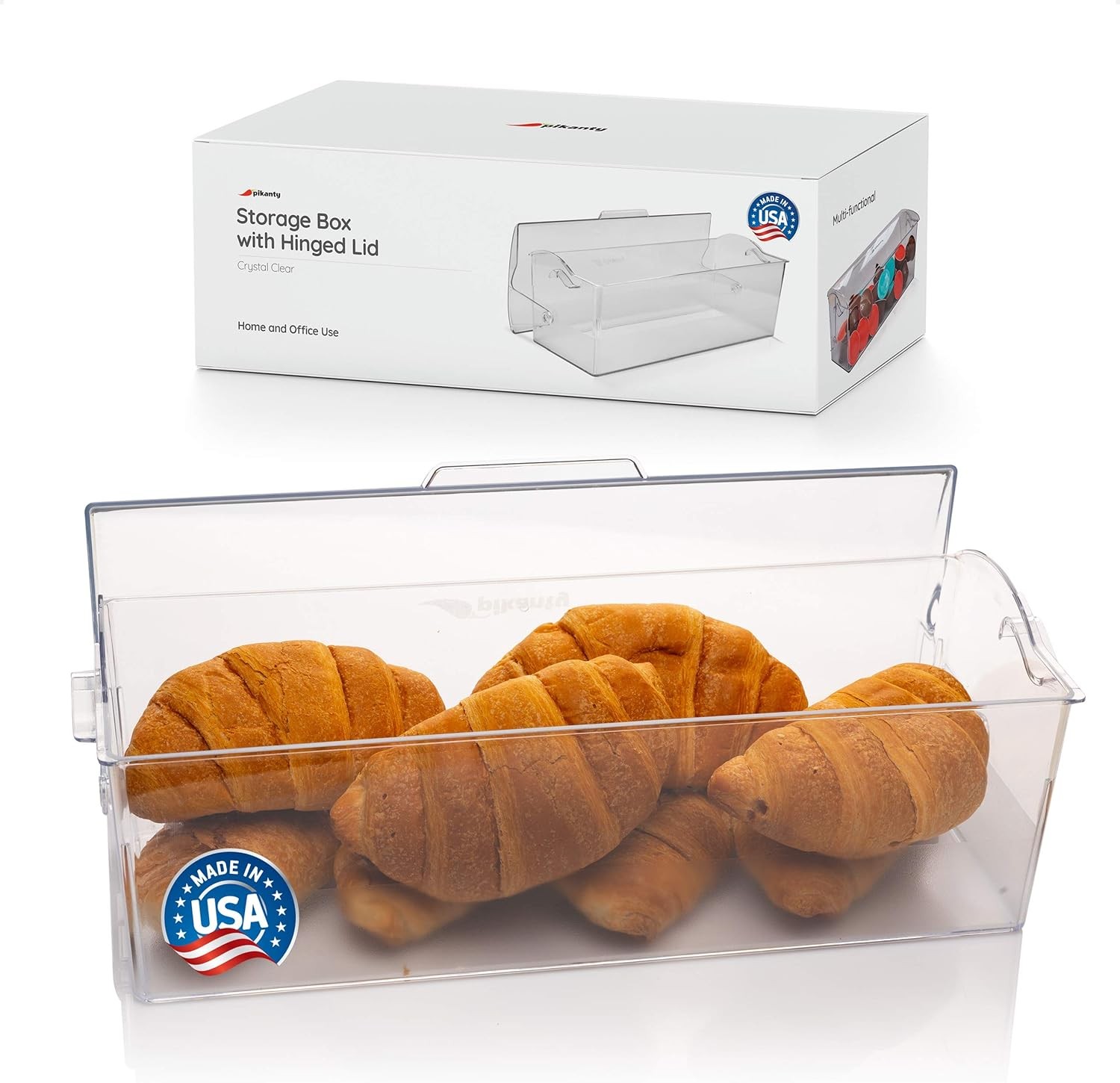 Bread Box for Kitchen Countertop – 16 Inch Clear Plastic Storage Container with