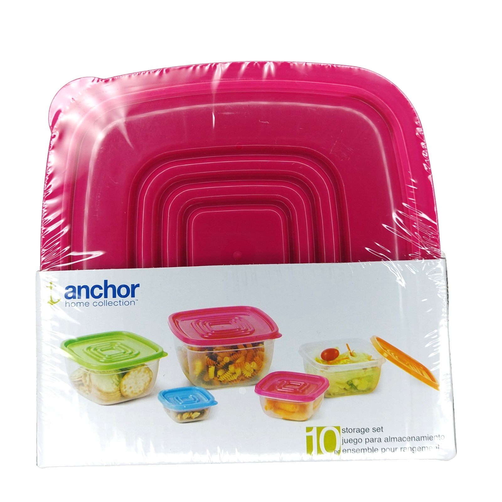 Anchor Hocking Plastic Food Storage Containers 10 PC Set Stackable Square NEW