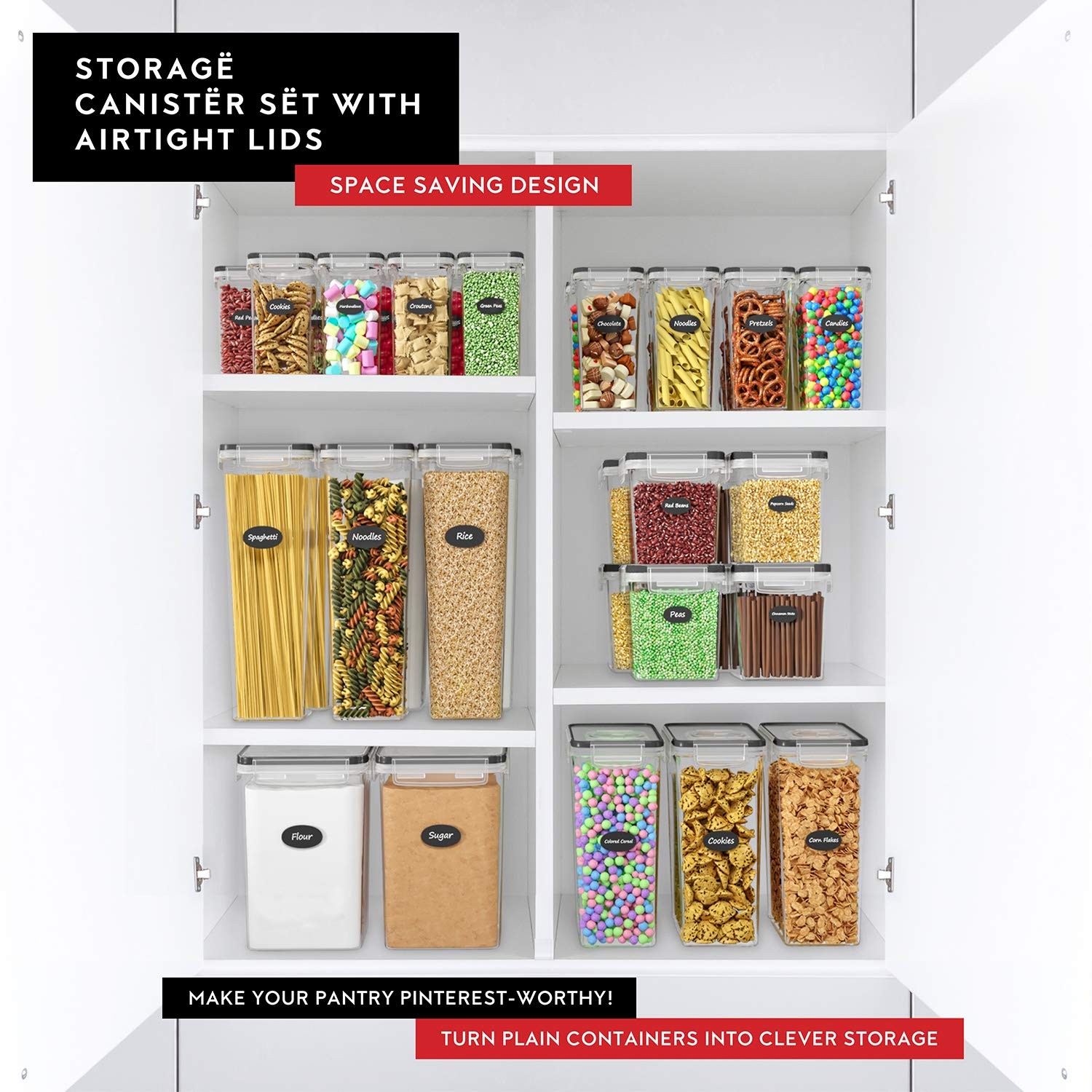 Airtight Food Storage Container Set – 8 Pieces 1.4L – Plastic BPA Free Kitche…
